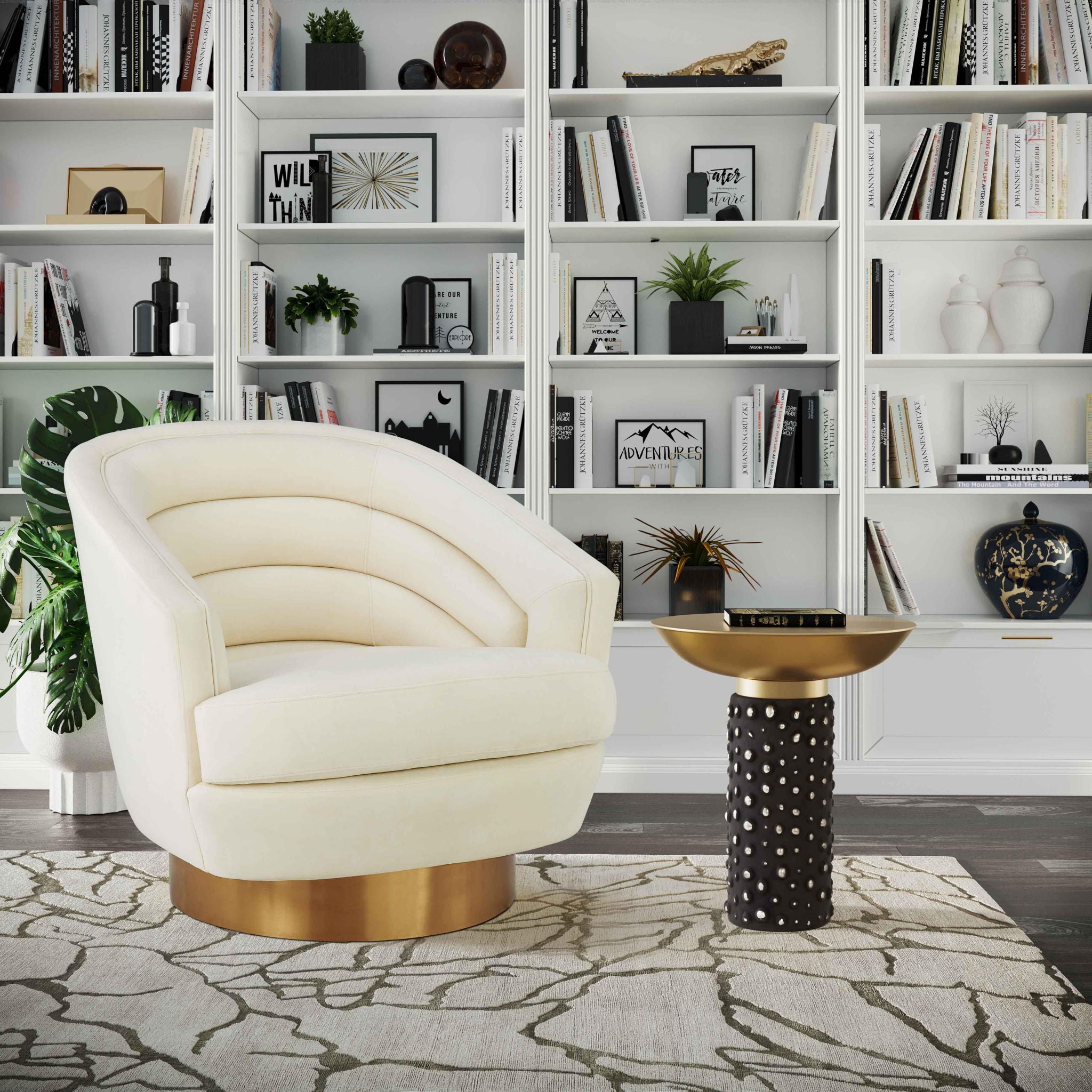 Blaze - Glass / Brass Side Table - Light Brown - Urban Living Furniture (Los Angeles, CA)