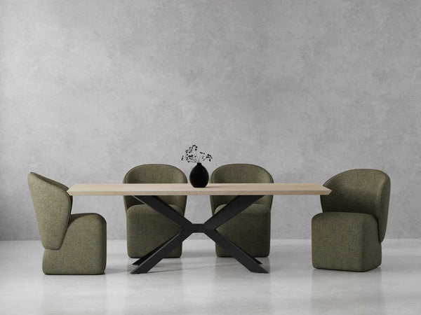 Crossings - Rectangular Dining Table With 4 Upholstered Chairs - Natural & Green
