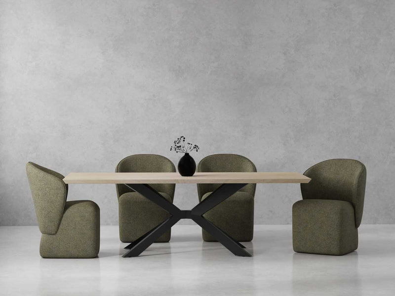 Crossings - Rectangular Dining Table With 4 Upholstered Chairs - Natural & Green