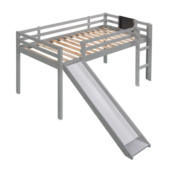 Loft Bed With Slide, Stair And Chalkboard