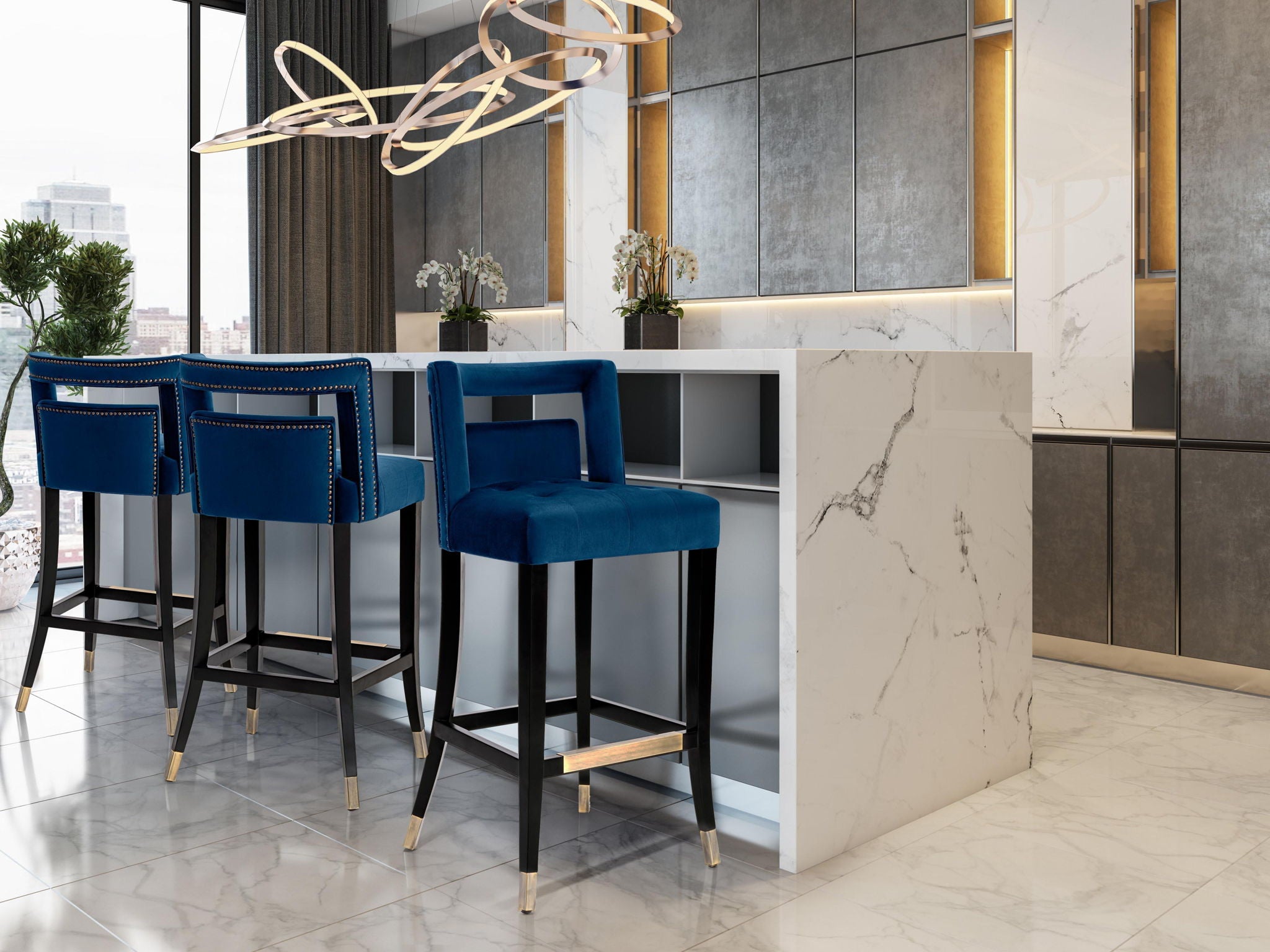 Hart - Velvet Stool - Urban Living Furniture (Los Angeles, CA)