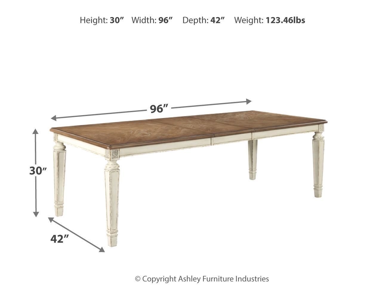 Realyn - Chipped White - Rectangular Dining Room Extension Table - Urban Living Furniture (Los Angeles, CA)