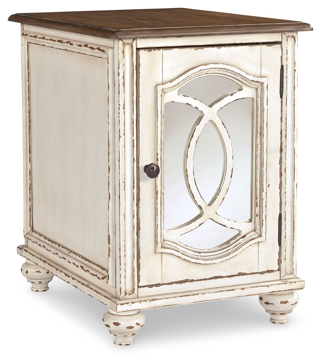 Realyn - Chair Side End Table - Insert Mirror - White / Brown - Urban Living Furniture (Los Angeles, CA)
