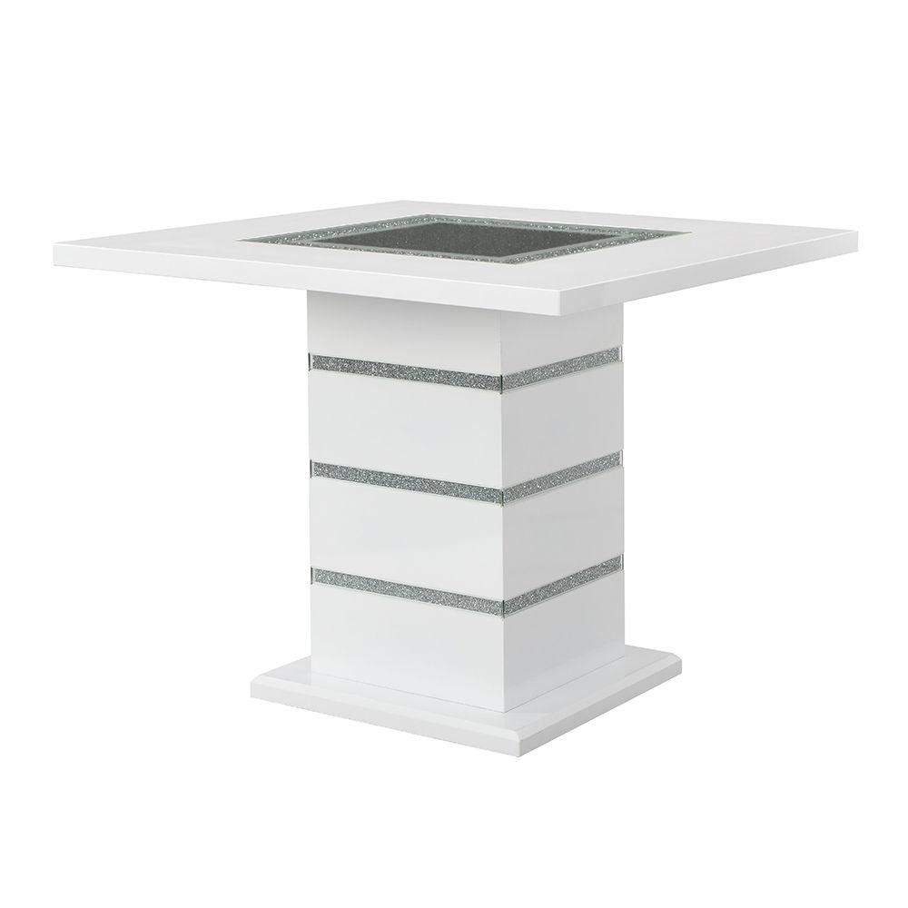 Elizaveta - Counter Height Table With Pedestal Base - Faux Crystal Diamonds & White High Gloss - Urban Living Furniture (Los Angeles, CA)