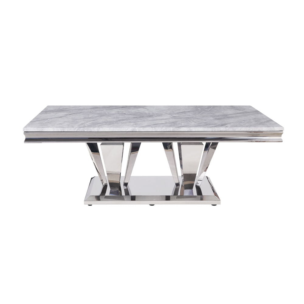 Satinka - Coffee Table - Light Gray Printed Faux Marble Top & Mirrored Silver - Urban Living Furniture (Los Angeles, CA)