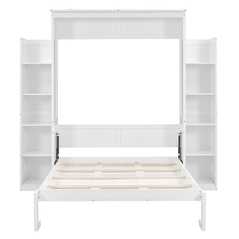 Wall Murphy Bed With Shelves And LED Lights