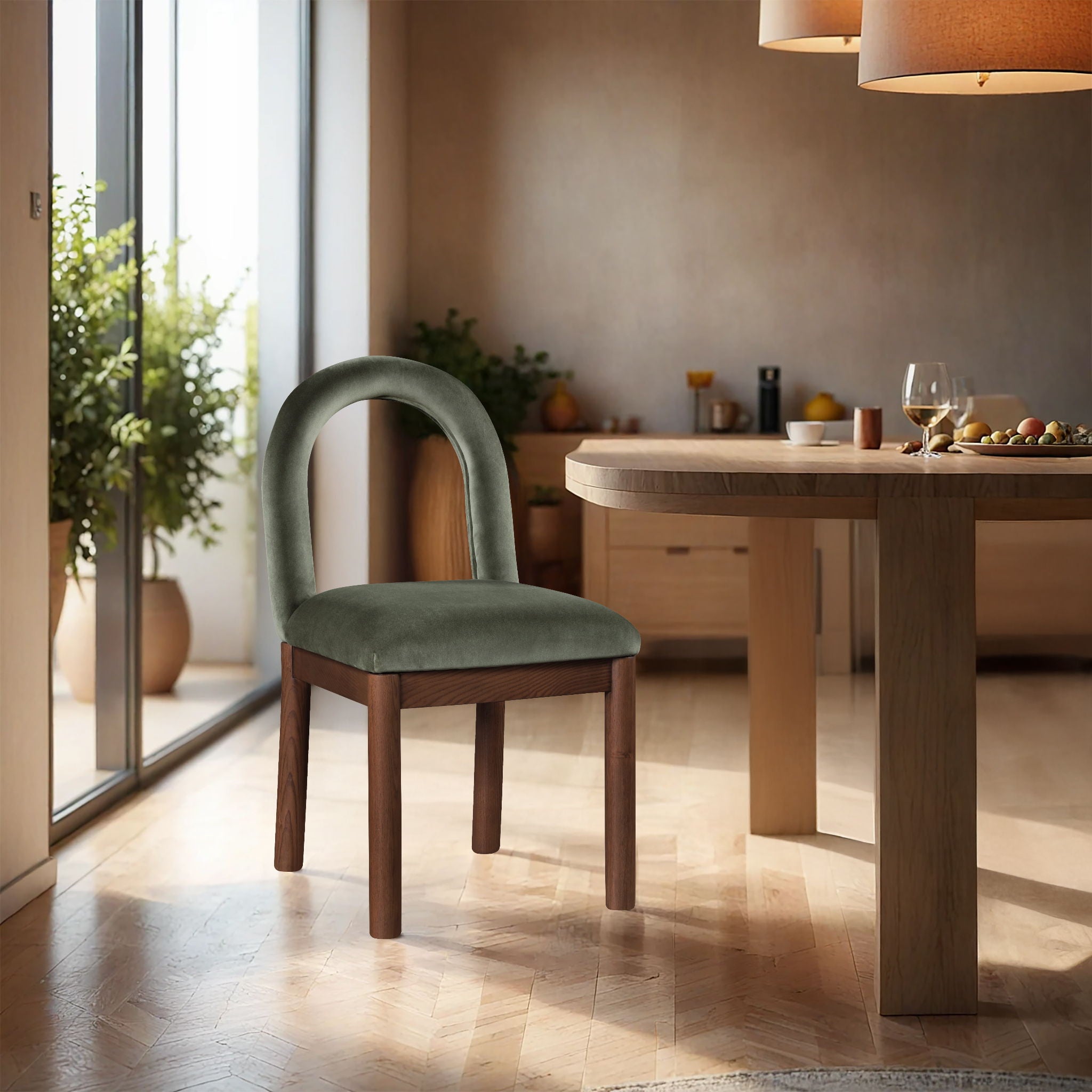 Conrad - Velvet Dining Chair With Brown Legs - Urban Living Furniture (Los Angeles, CA)