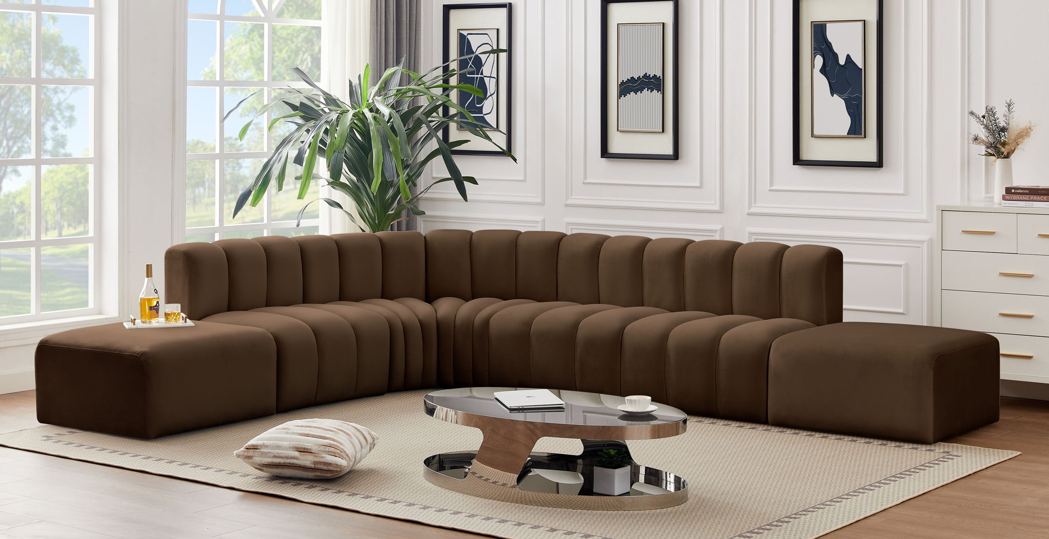 Arc - Velvet 7 Piece Corner Modular Sofa