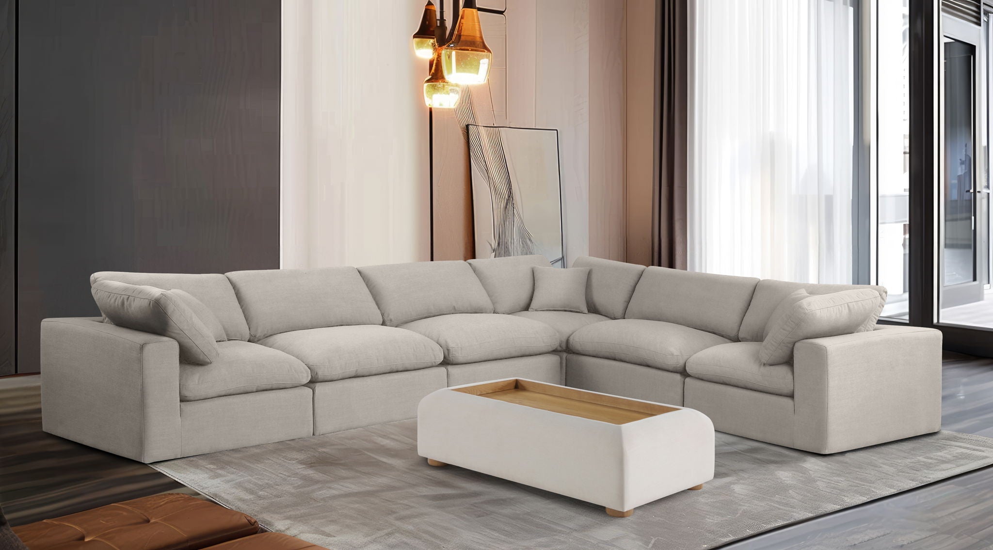 Comfy - 6 Piece Linen Modular Corner Sectional - Urban Living Furniture (Los Angeles, CA)