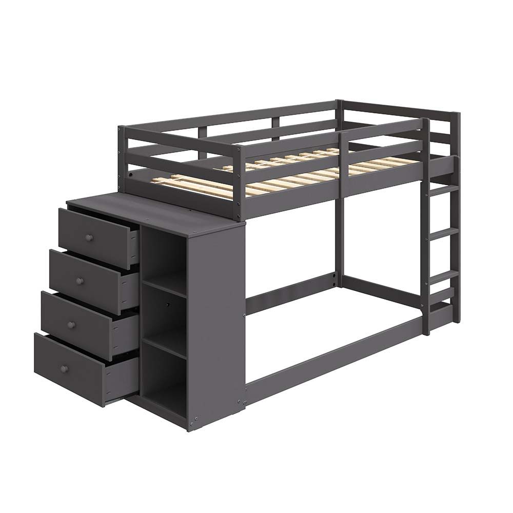 Gaston - Twin Over Twin Bunk Bed - Gray Finish - Urban Living Furniture (Los Angeles, CA)
