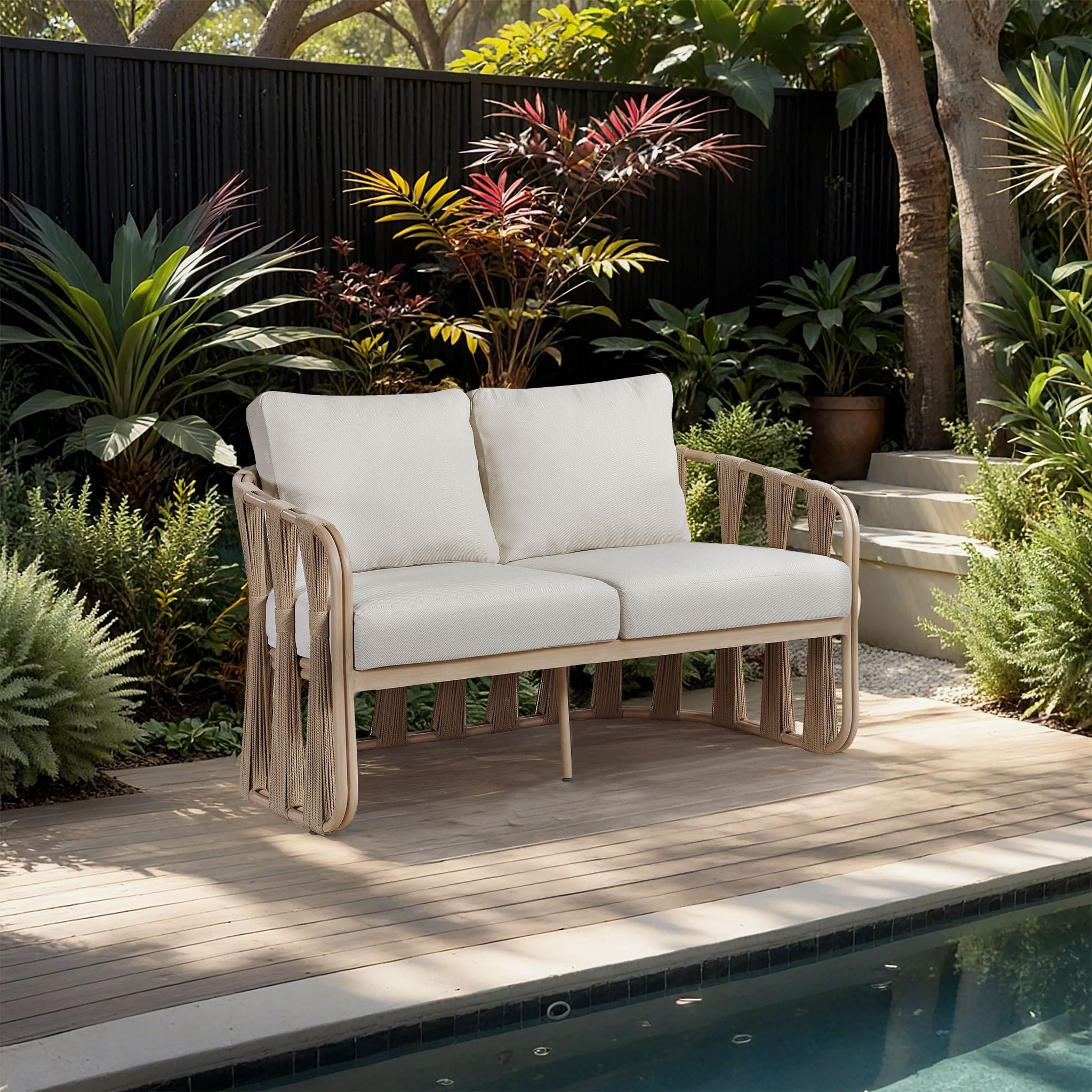 San Pietro - Resilient Waterproof Fabric 60.5" Upholstered Outdoor Patio Loveseat - Urban Living Furniture (Los Angeles, CA)