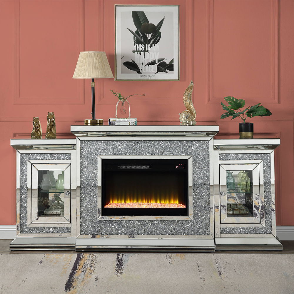 Noralie - 81" Fireplace With LED - Mirrored & Faux Diamonds - Urban Living Furniture (Los Angeles, CA)