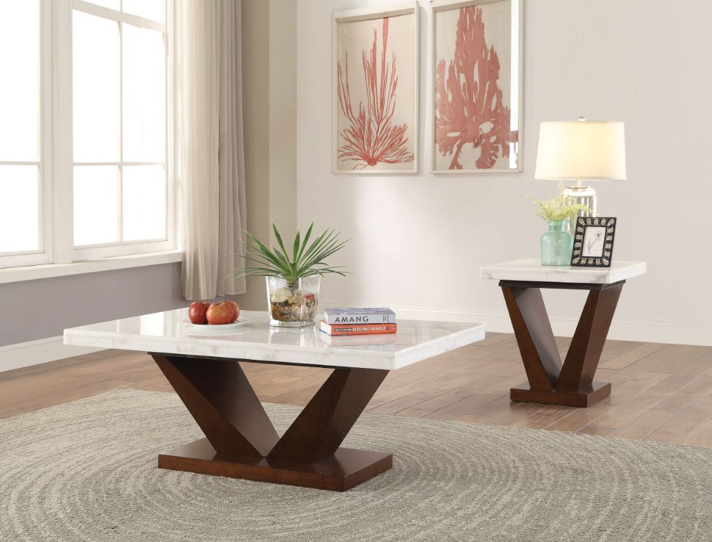 Forbes - Coffee Table - White Marble & Walnut - Urban Living Furniture (Los Angeles, CA)