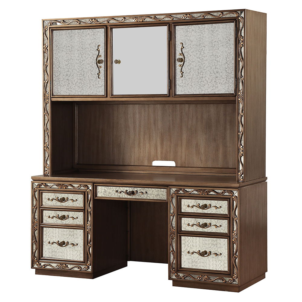 Orianne - Executive Computer Desk With Hutch - Antique Gold - Urban Living Furniture (Los Angeles, CA)