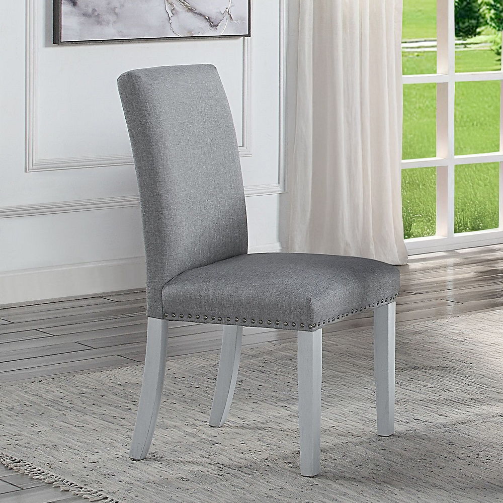 Lanton - Side Chair (Set of 2) - Gray Linen & Antique White - Urban Living Furniture (Los Angeles, CA)