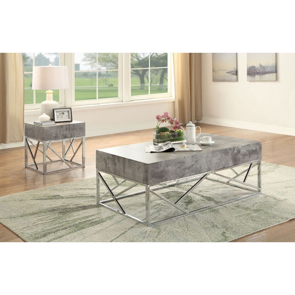 Burgo - End Table - Faux Marble & Chrome - Urban Living Furniture (Los Angeles, CA)