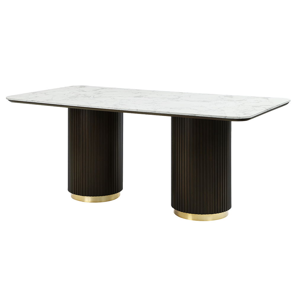 Clayten - Dining Table With Marble Top - White Natural Marble Top & Espreeso Finish - Urban Living Furniture (Los Angeles, CA)