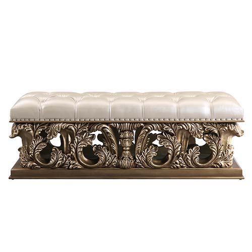 Constantine - Bench - PU Leather, Light Gold, Brown & Gold Finish - Urban Living Furniture (Los Angeles, CA)