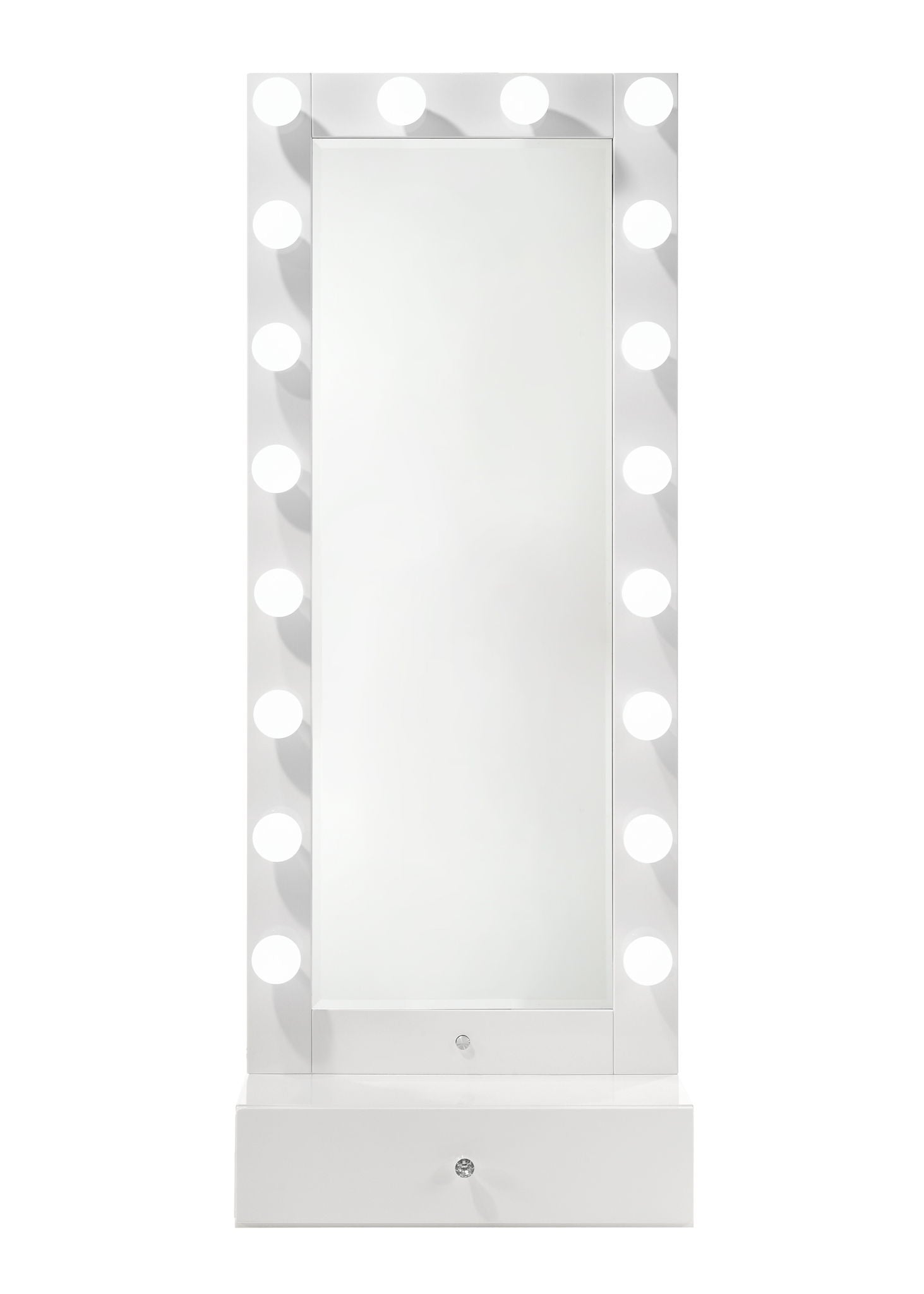 Luxo - Tall Lighted Drawer Vanity Mirror - White - Urban Living Furniture (Los Angeles, CA)