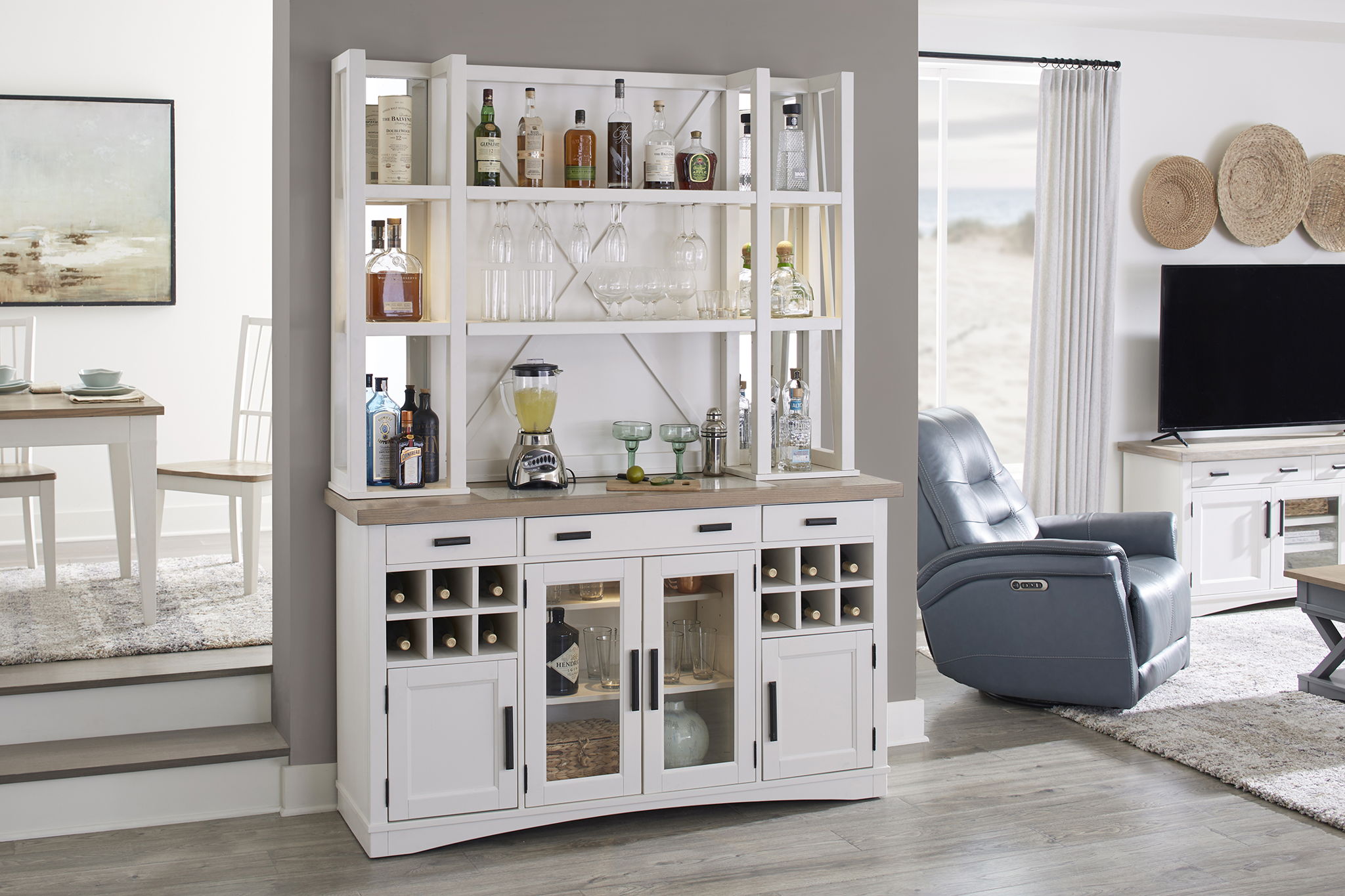 Americana Modern Dining - Buffet And Open Hutch With Quartz Insert - Cotton - Urban Living Furniture (Los Angeles, CA)