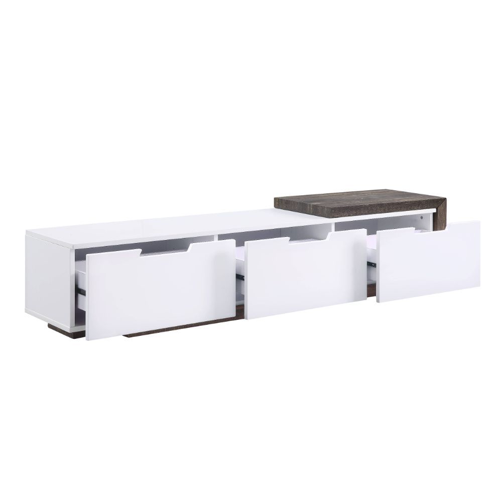 Orion - TV Stand - White High Gloss & Rustic Oak - Urban Living Furniture (Los Angeles, CA)
