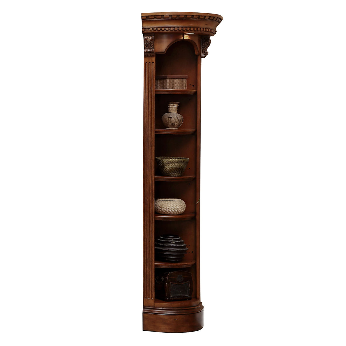 Huntington - Outside Corner Bookcase - Antique Vintage Pecan