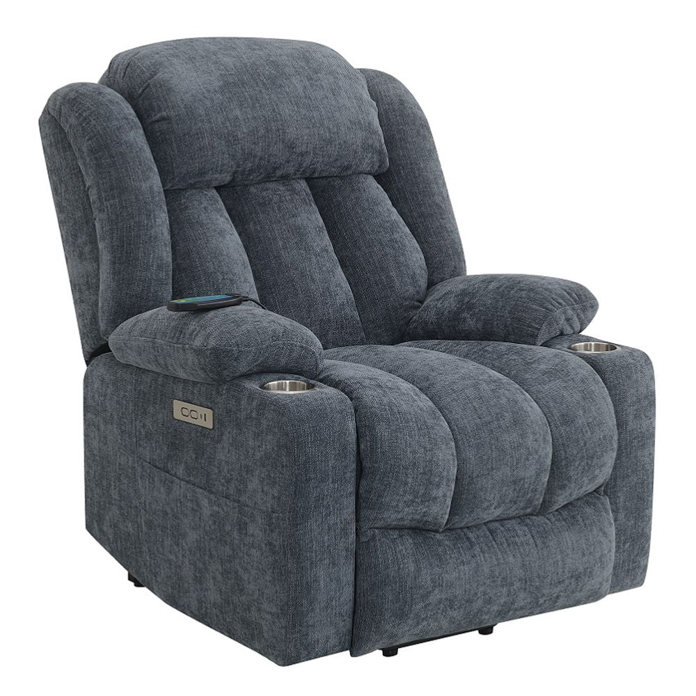 Omarion - Power Recliner With Lift, Heating & Massage - Blue Chenille - Urban Living Furniture (Los Angeles, CA)