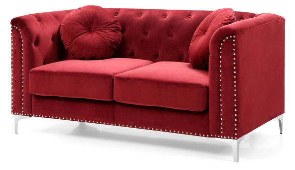 Elegant Contemporary Loveseat - Burgundy