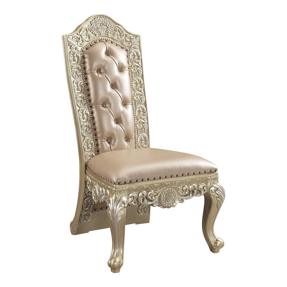 Vatican - Side Chair (Set of 2) - Synthetic Leather & Champagne Silver - Urban Living Furniture (Los Angeles, CA)