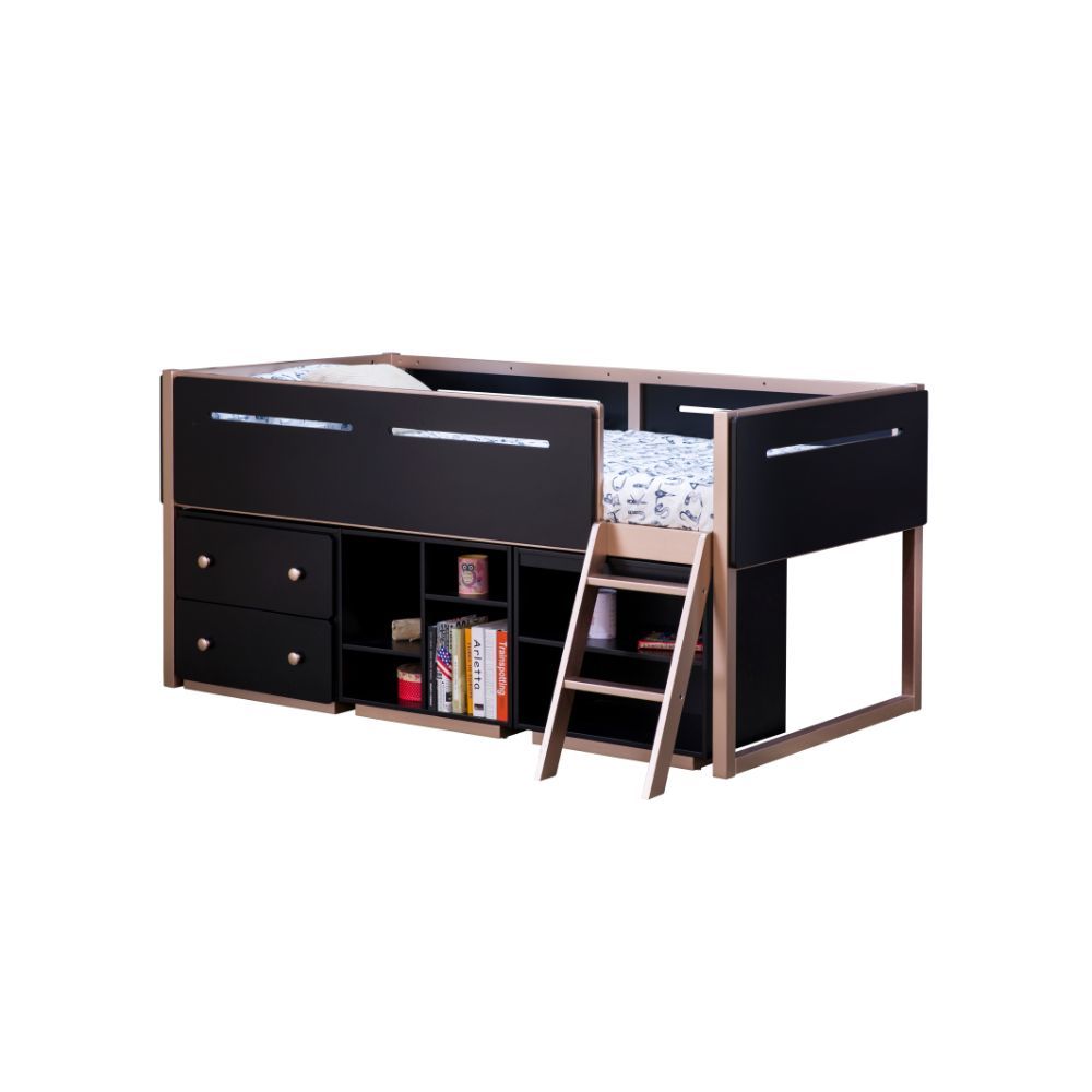 Prescott - Bookshelf - Black & Rose-Gold - Urban Living Furniture (Los Angeles, CA)