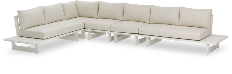 Maldives - 5 Piece Water Resistant Outdoor Patio Modular Sectional With White Base