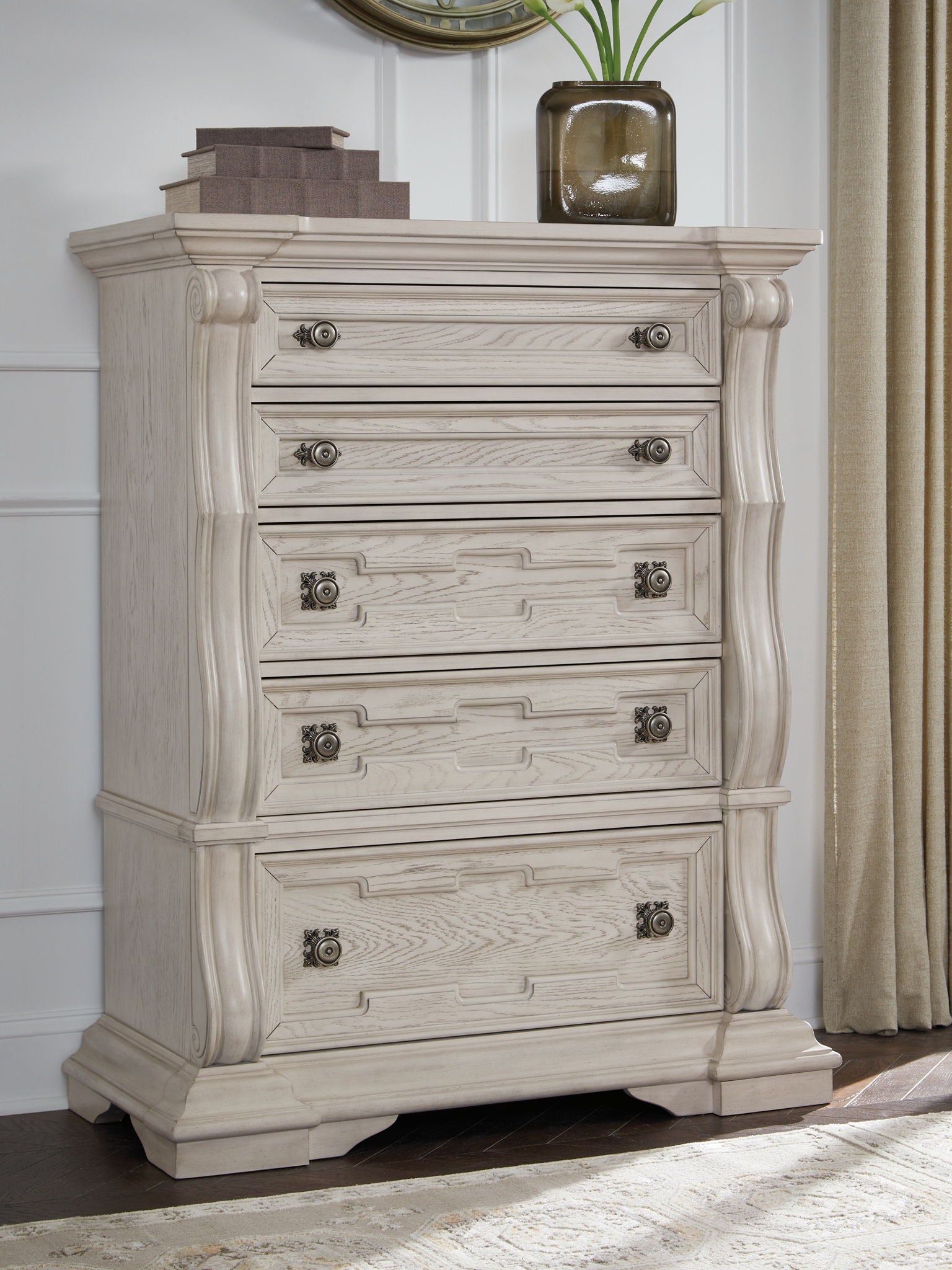 Bruchandi - Antique White - Five Drawer Chest - Urban Living Furniture (Los Angeles, CA)