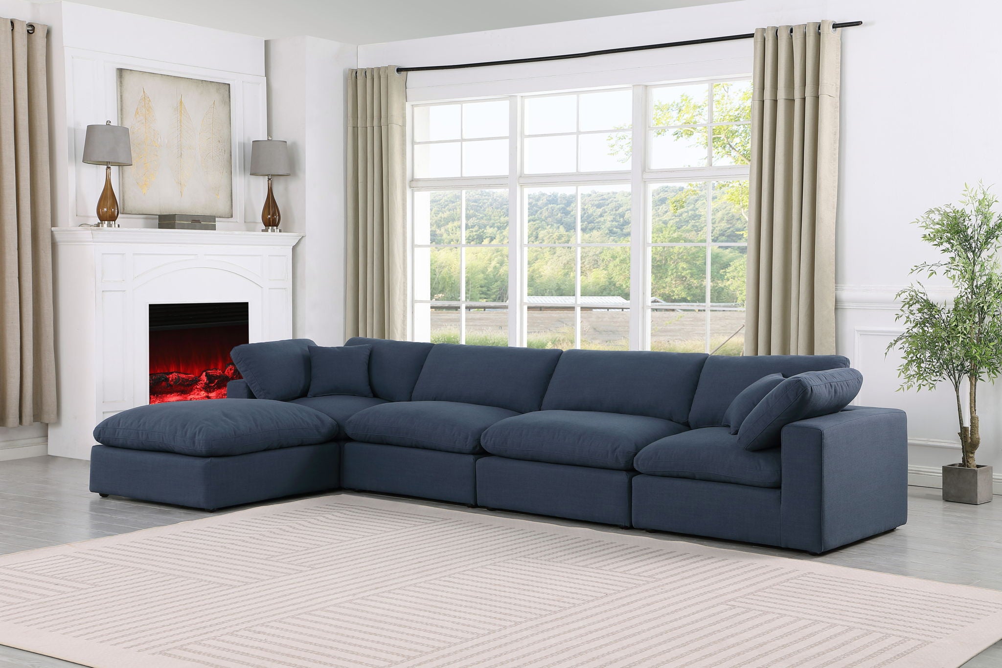 Comfy - 5 Piece Linen Modular Sectional With Chaise - Urban Living Furniture (Los Angeles, CA)
