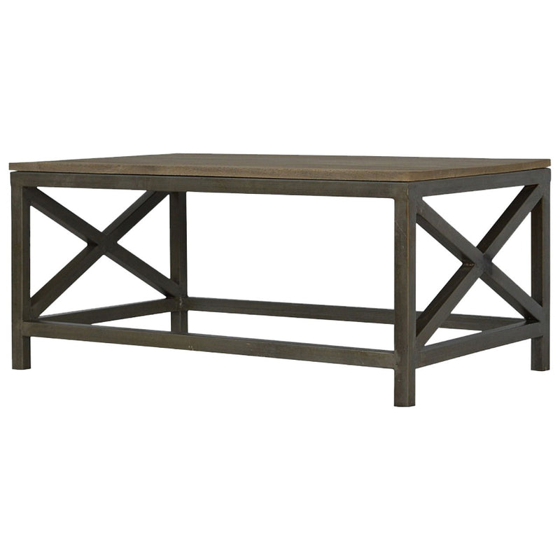 Industrial Cross Metal Coffee Table - Pewter