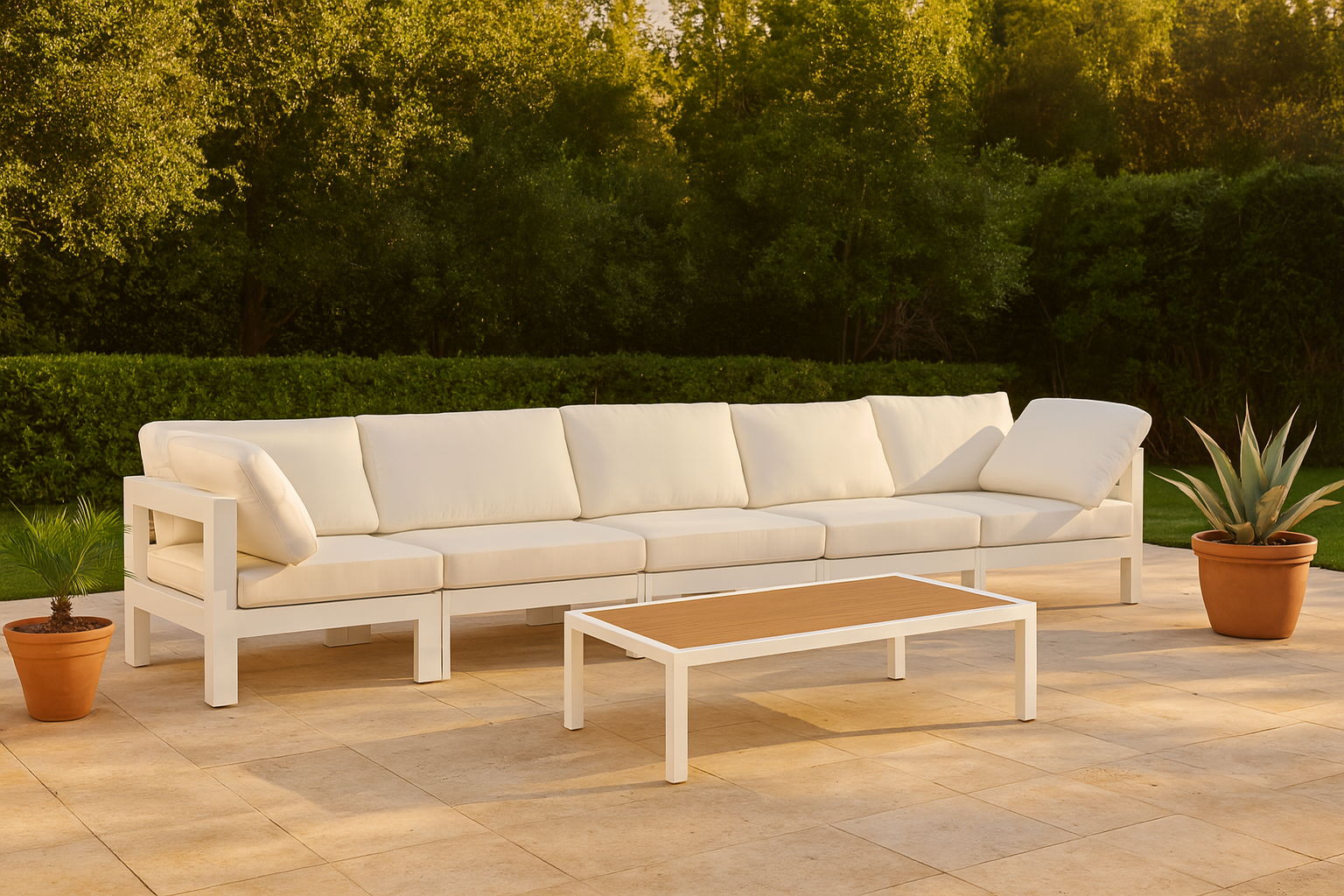 Nizuc - Outdoor Patio 5 Seat Modular Sofa With White Frame - Urban Living Furniture (Los Angeles, CA)