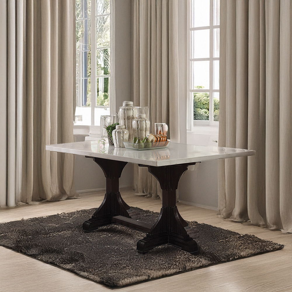 Gerardo - 30" Dining Table - White Marble Top & Weathered Espresso - Urban Living Furniture (Los Angeles, CA)