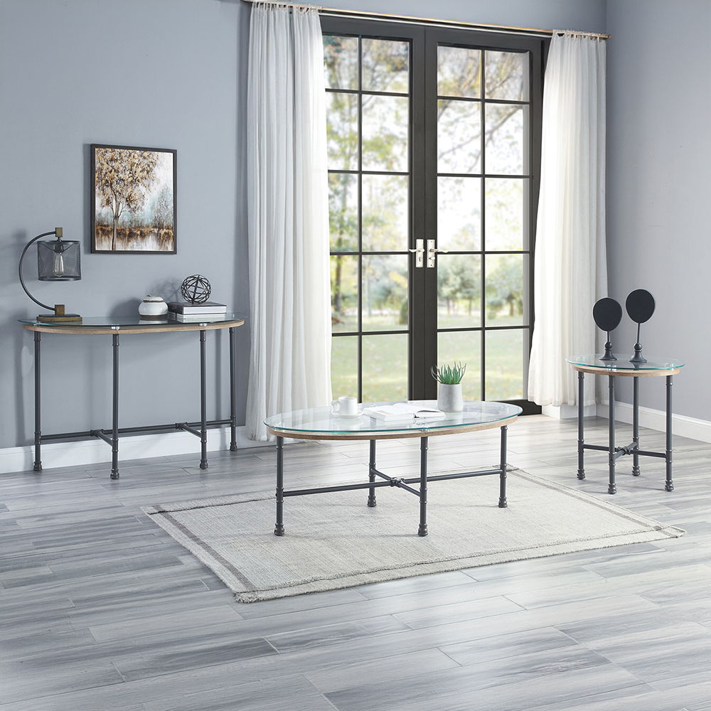 Brantley - Sofa Table - Clear Glass & Sandy Gray - Urban Living Furniture (Los Angeles, CA)