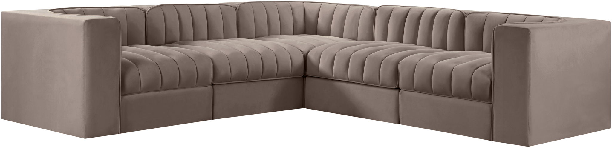 Rummi - Symmetrical Velvet Performance Fabric Upholstered 5 Piece Modular Sectional - Urban Living Furniture (Los Angeles, CA)
