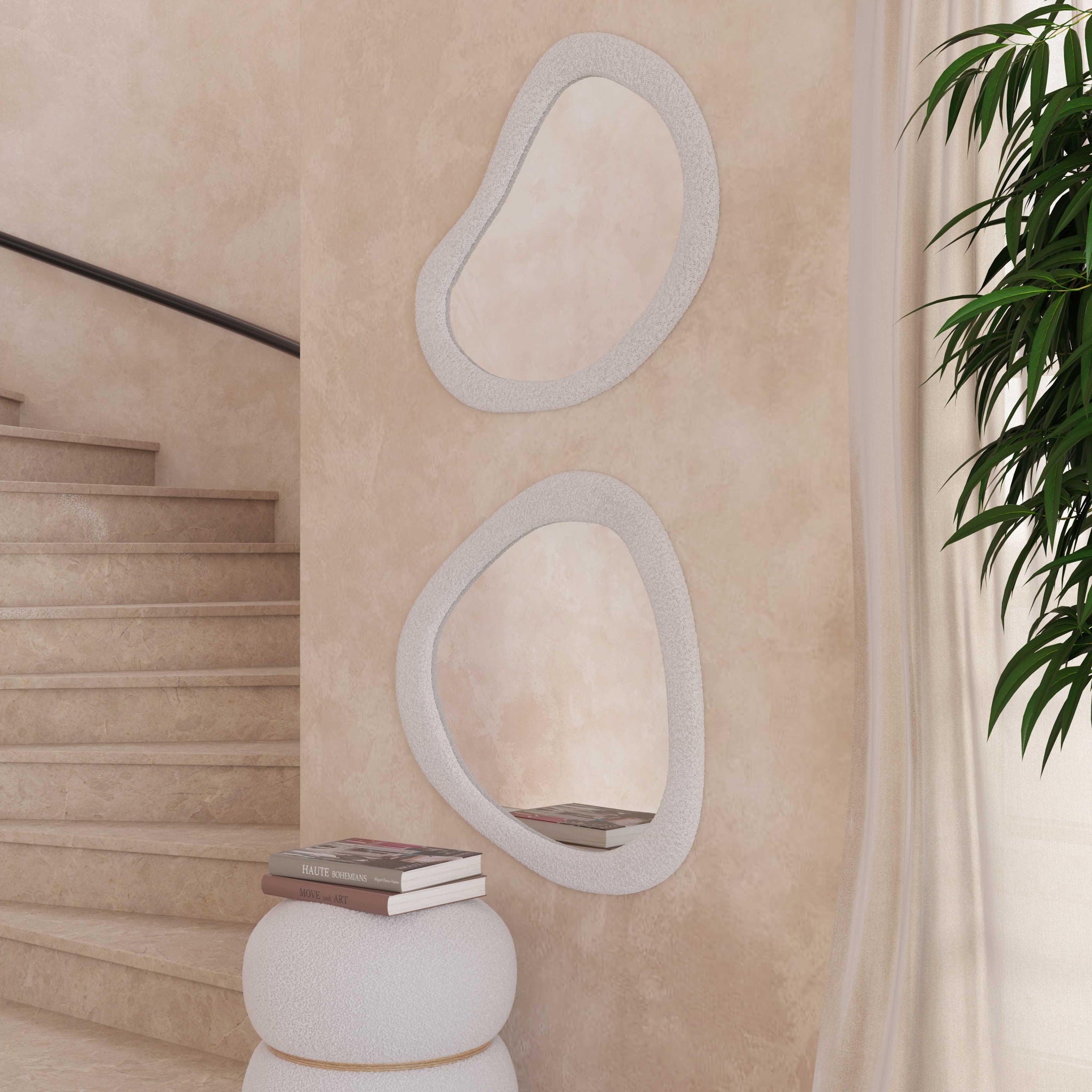 Klaryss - Teardrop Boucle Mirror - Cream - Urban Living Furniture (Los Angeles, CA)