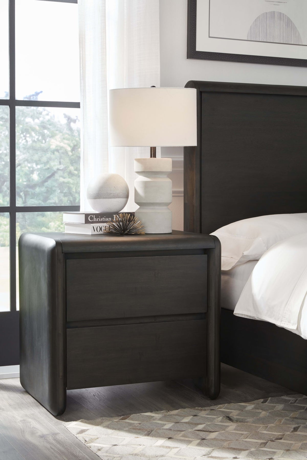 Xolani - Two Drawer Acacia Wood Nightstand - Jaguar