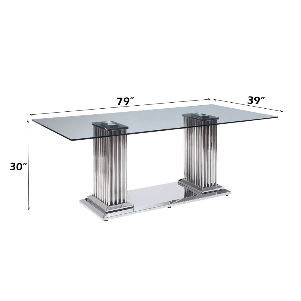 Cyrene - Dining Table - Clear Glass Top & Stainless Steel - Urban Living Furniture (Los Angeles, CA)