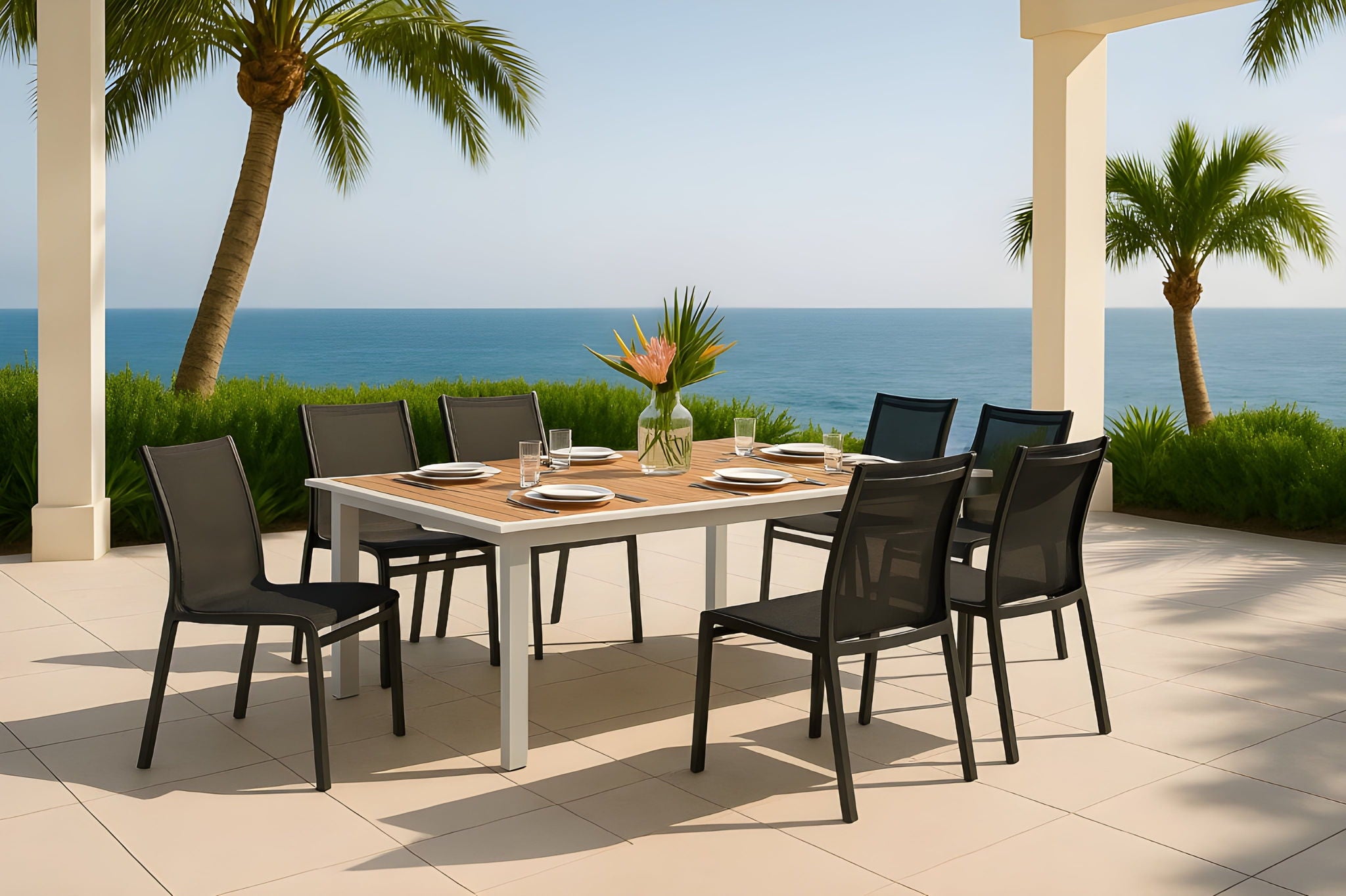 Nizuc - Outdoor Patio Dining Chair With Gray Frame (Set of 2) - Urban Living Furniture (Los Angeles, CA)