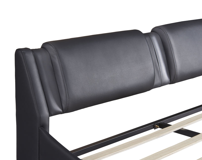 Upholstered Platform Bed With LED Light, Frame Slatted