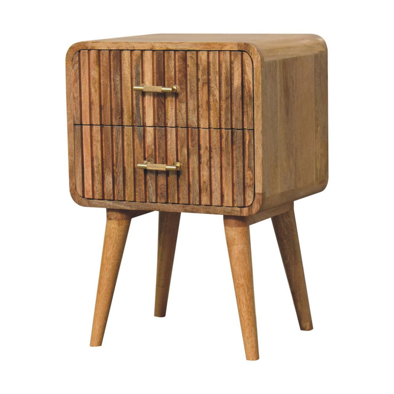 T Bar Ridged Nightstand - Oak