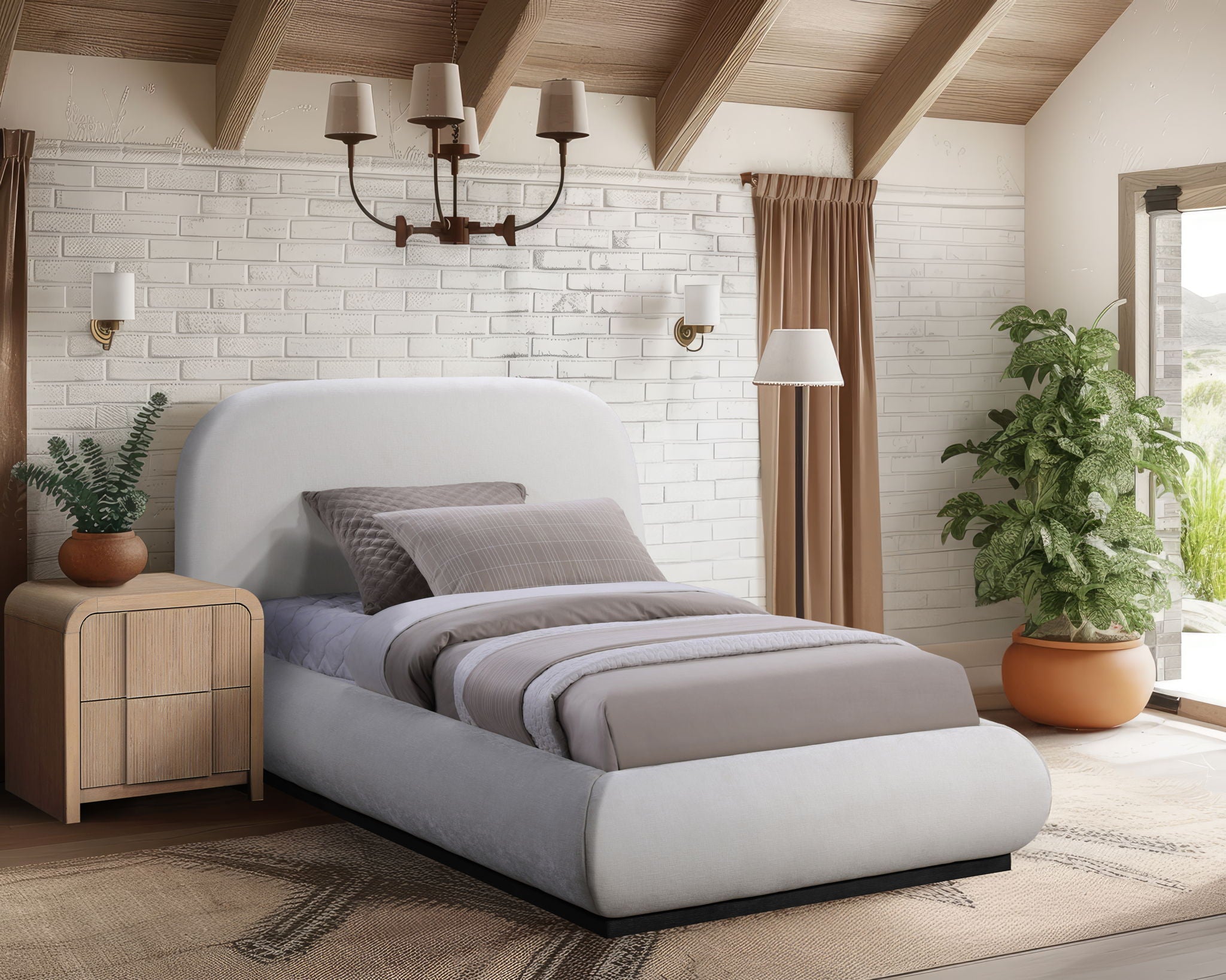 Vaughn - Chenille Bed With Black Base - Urban Living Furniture (Los Angeles, CA)