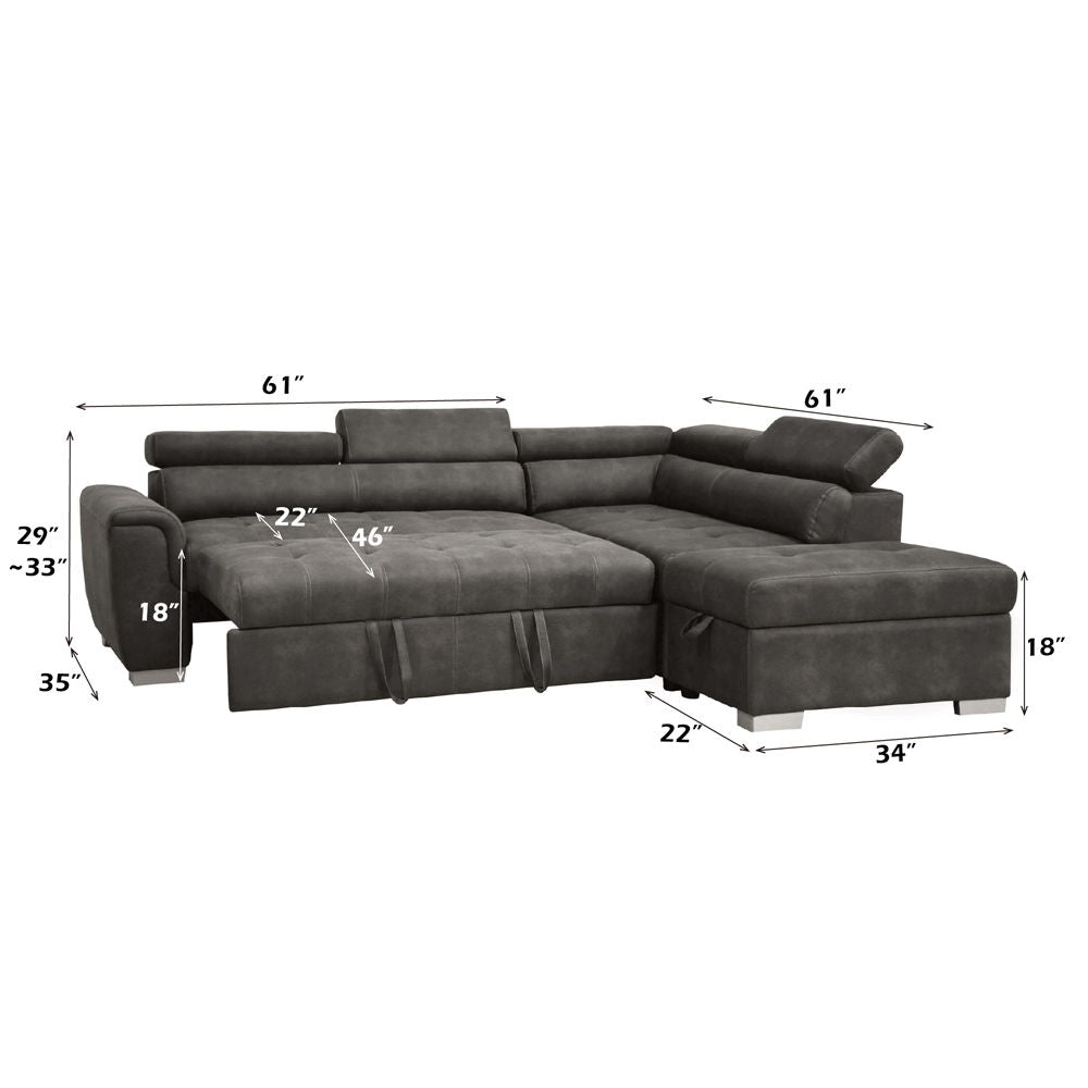Thelma - Sectional Sofa With Pull-Out Bed - Gray Polished Microfiber - Urban Living Furniture (Los Angeles, CA)