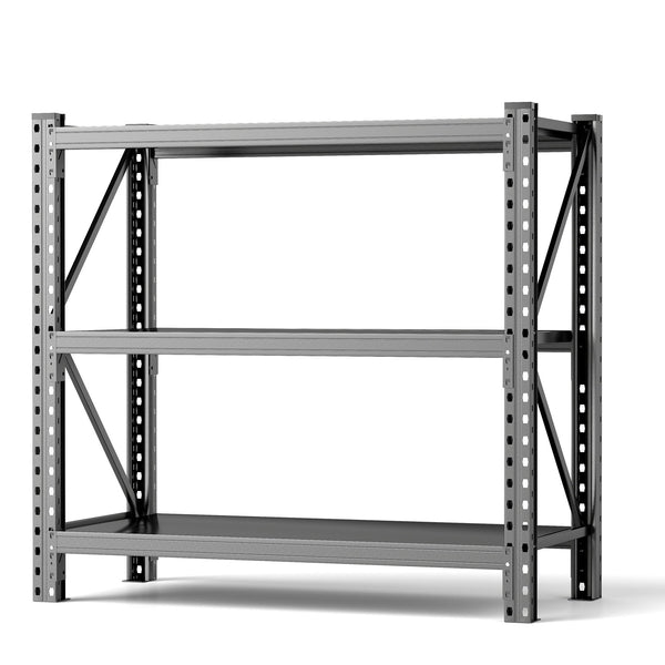 3 Tier Industrial Shelving Rack, Heavy Duty Steel Shelving Unit Adjustable - Black