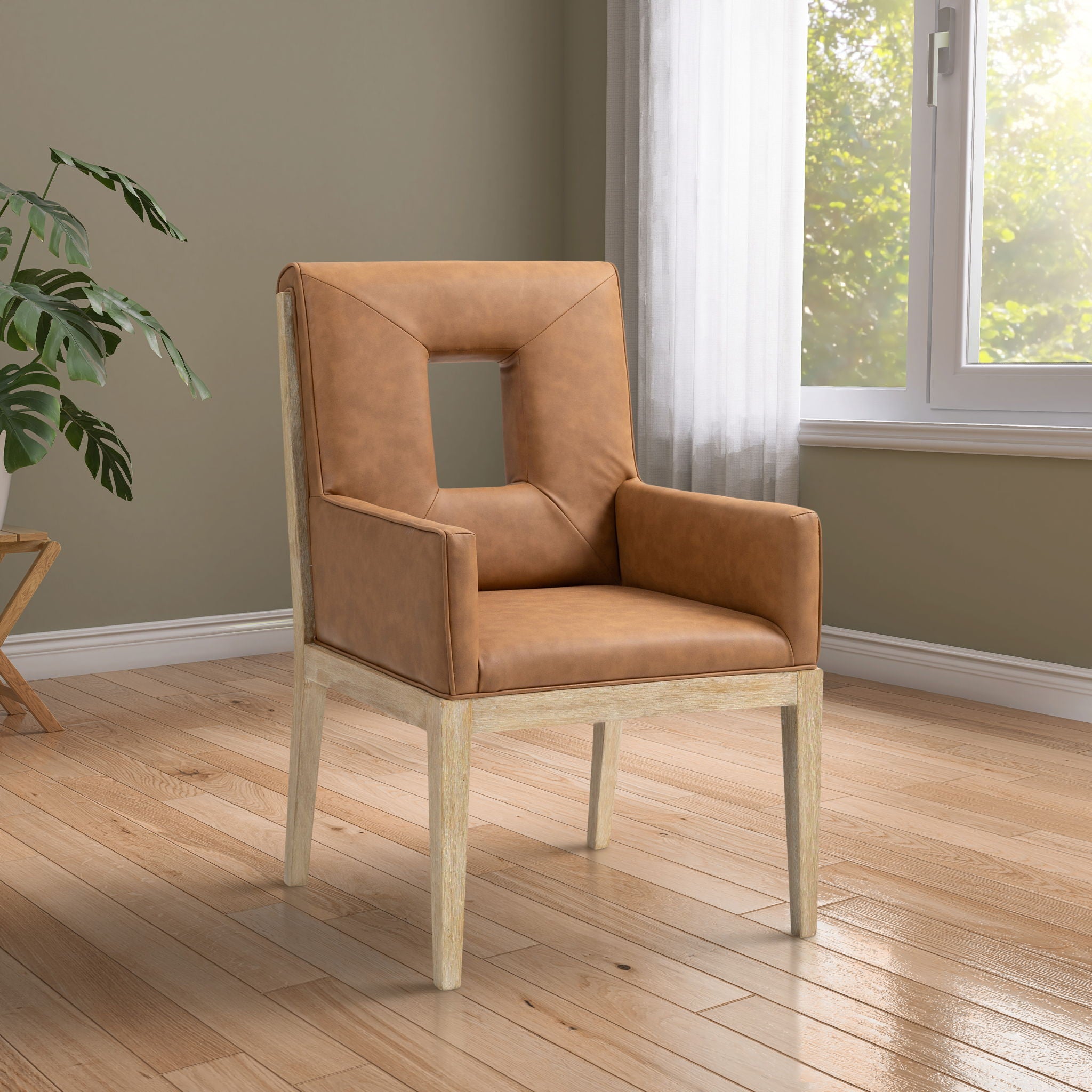 Gwendolyn - Faux Leather Dining Arm Chair With Natural Frame - Urban Living Furniture (Los Angeles, CA)