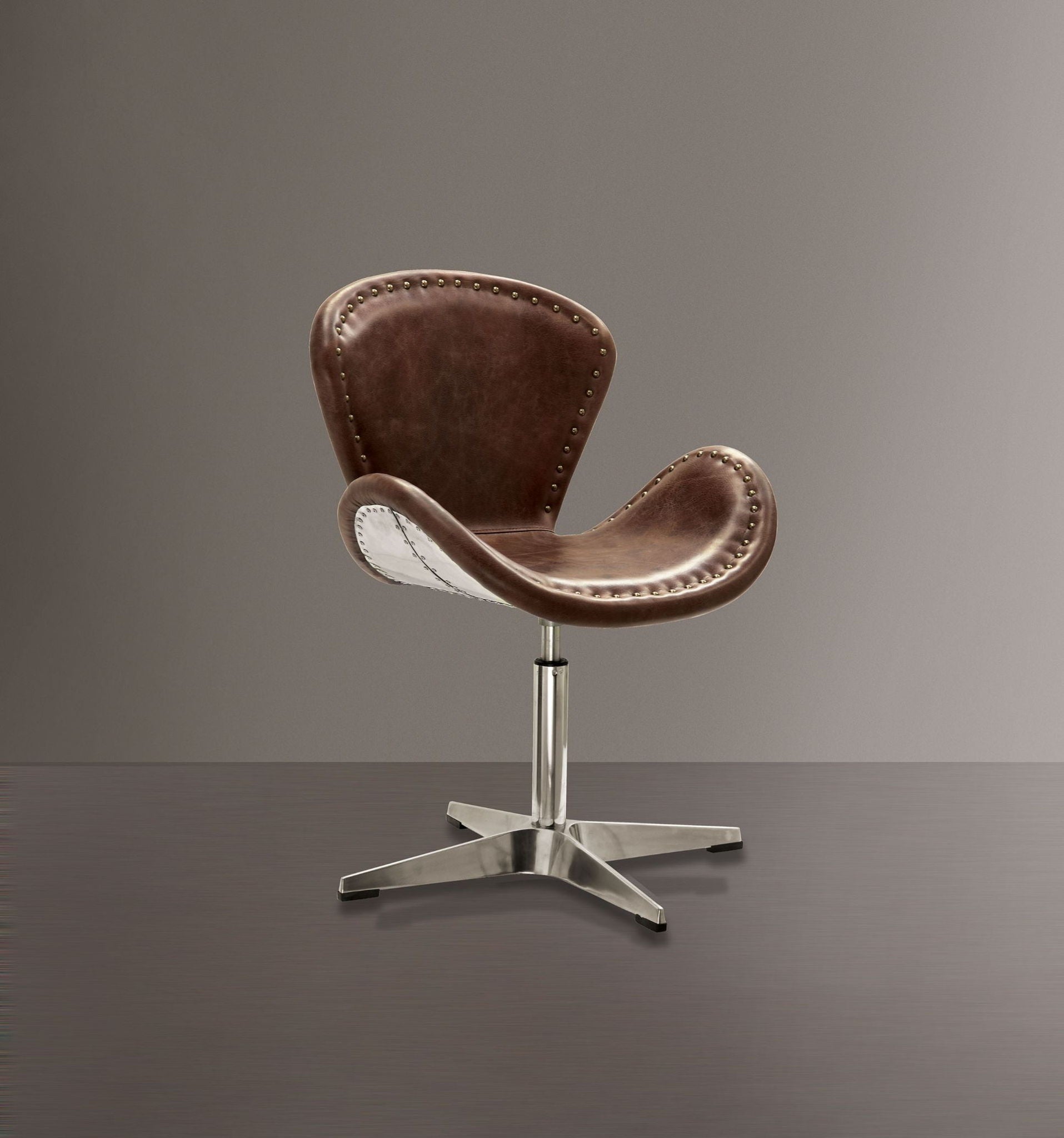 Brancaster - Accent Chair - Retro Brown Top Grain Leather & Aluminum - 33" - Urban Living Furniture (Los Angeles, CA)