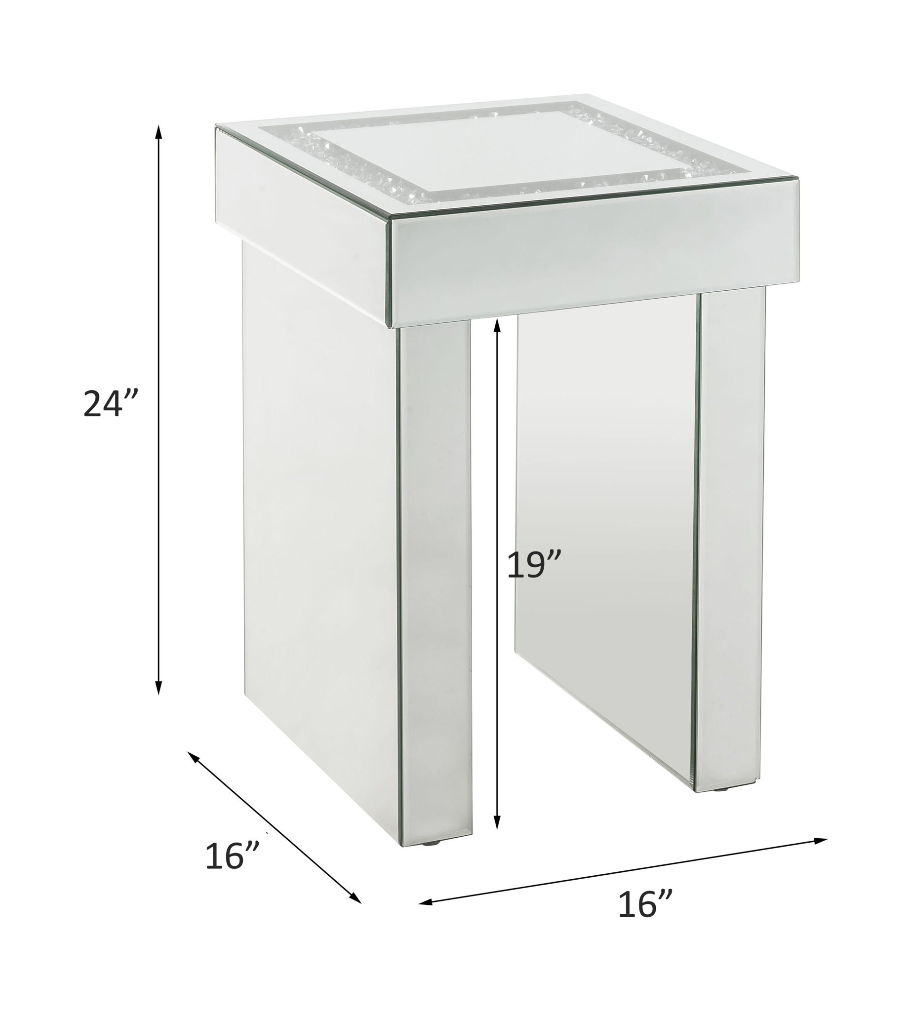 Noralie - 16" End Table With Faux Diamonds - Mirrored - Urban Living Furniture (Los Angeles, CA)